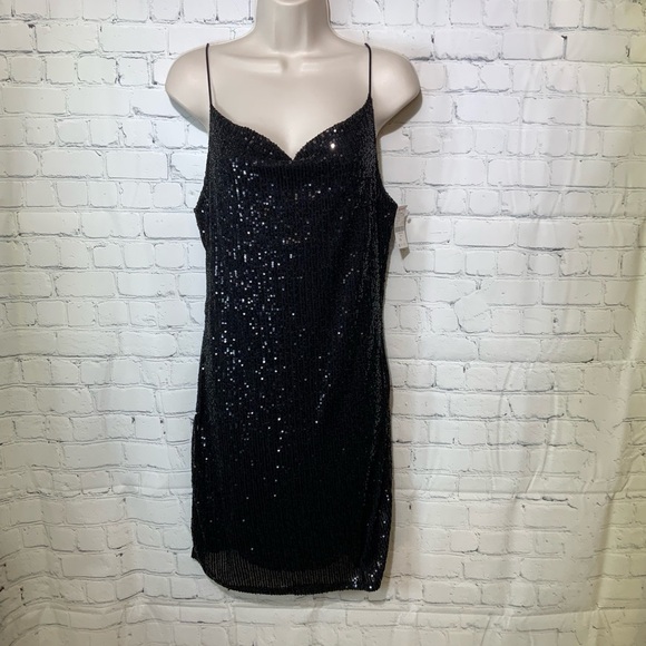 NWT Sky Plus Black Sequined Mini Dress Size 1X - Picture 1 of 4